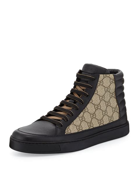 black gucci high tops mens|Gucci high top sneakers beige.